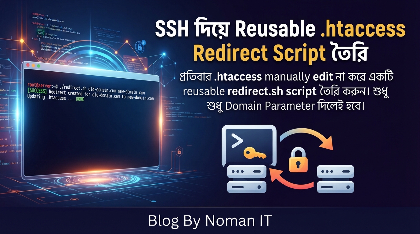 SSH দিয়ে Reusable .htaccess Redirect Script তৈরি